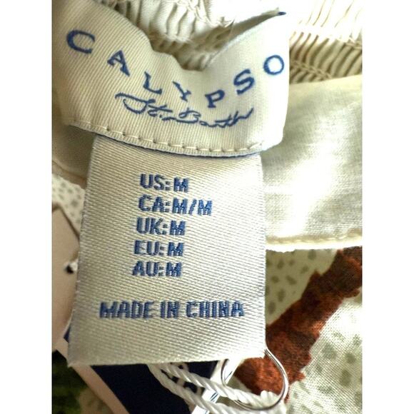 NEW Calypso Saint Barth Cotton Palm Tree Tiered Sleeveless Maxi Dress M Rio - Picture 5 of 7